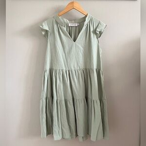 Petal & Pup Light Green V-Neck Dress